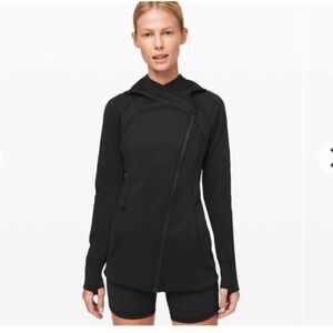 Lululemon Athletica Every Journey Diagonal Zip Up Hooded Black Jacket size 6